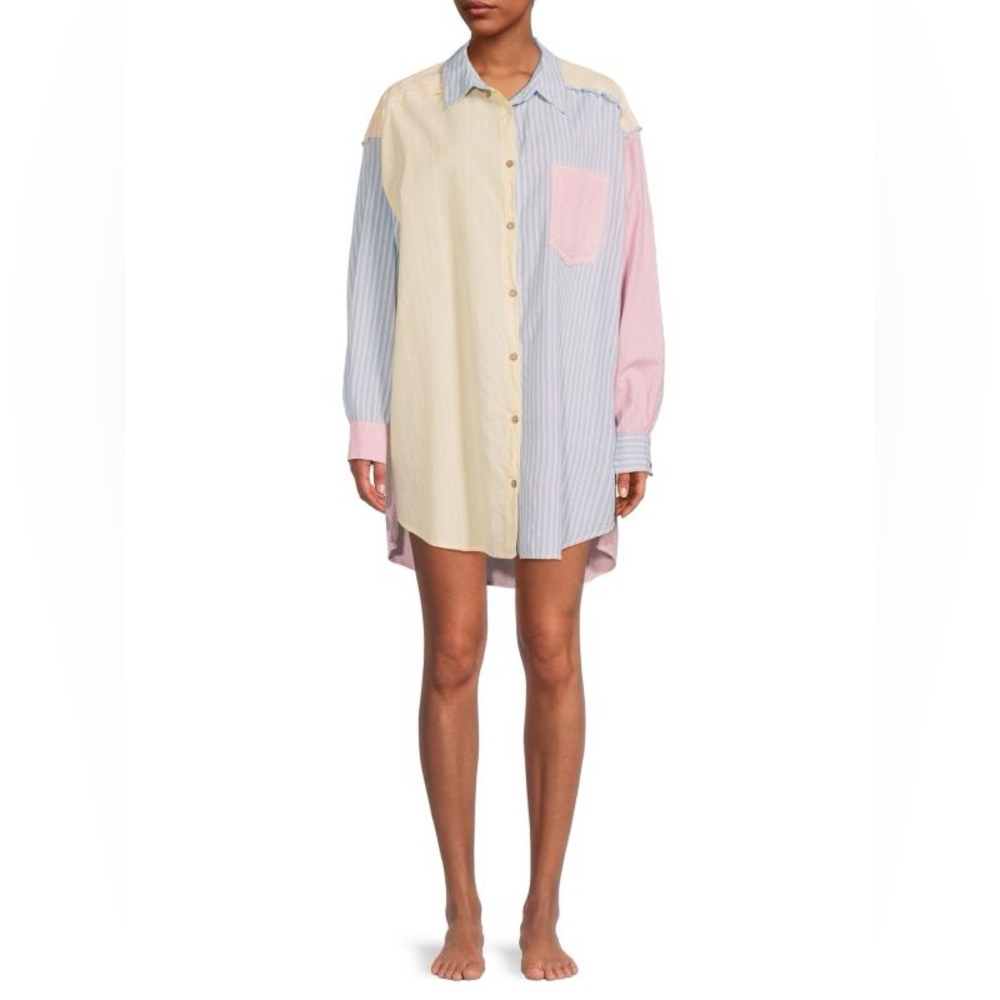INTIMATELY FREE PEOPLE Rags to Riches Button Down Collard Shirt Size Medium